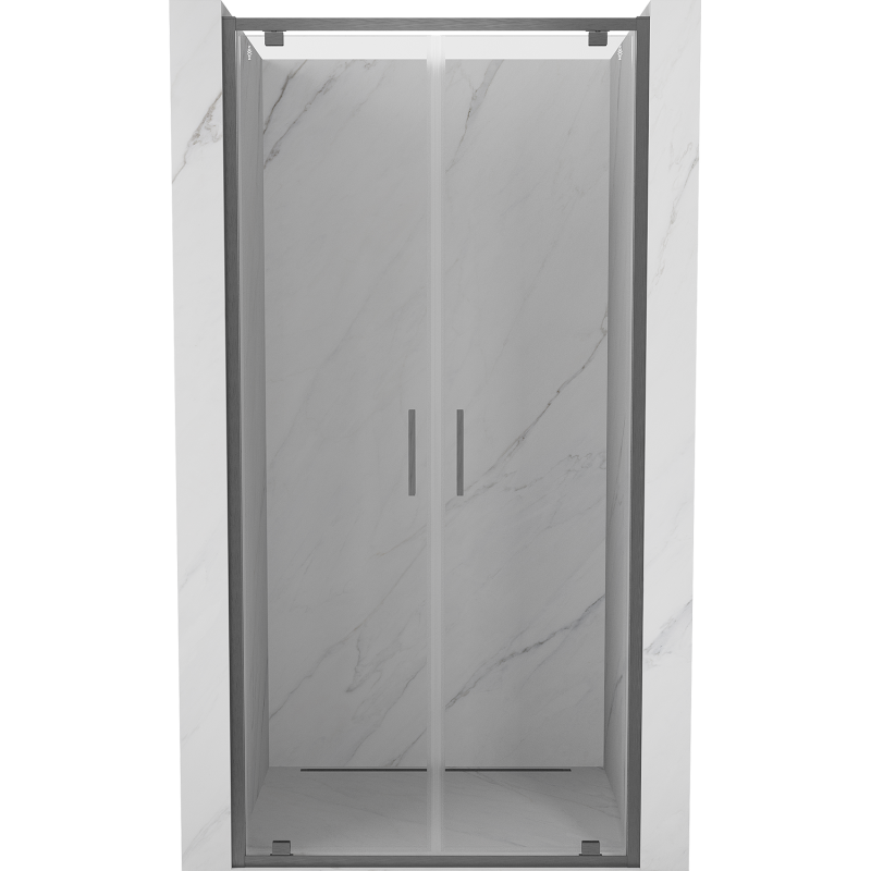 Mexen Exo-BR Duo drzwi prysznicowe podwójne uchylne 80 cm, transparent, gun gray szczotkowany - 8182-080-000-66-00