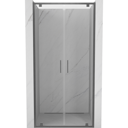 Mexen Exo-BR Duo drzwi prysznicowe podwójne uchylne 110 cm, transparent, gun gray szczotkowany - 8182-110-000-66-00
