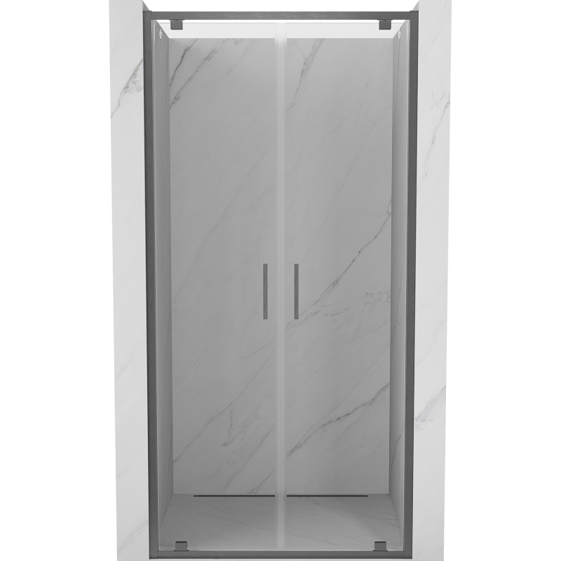 Mexen Exo-BR Duo drzwi prysznicowe podwójne uchylne 120 cm, transparent, gun gray szczotkowany - 8182-120-000-66-00