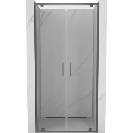 Mexen Exo-BR Duo drzwi prysznicowe podwójne uchylne 120 cm, transparent, gun gray szczotkowany - 8182-120-000-66-00
