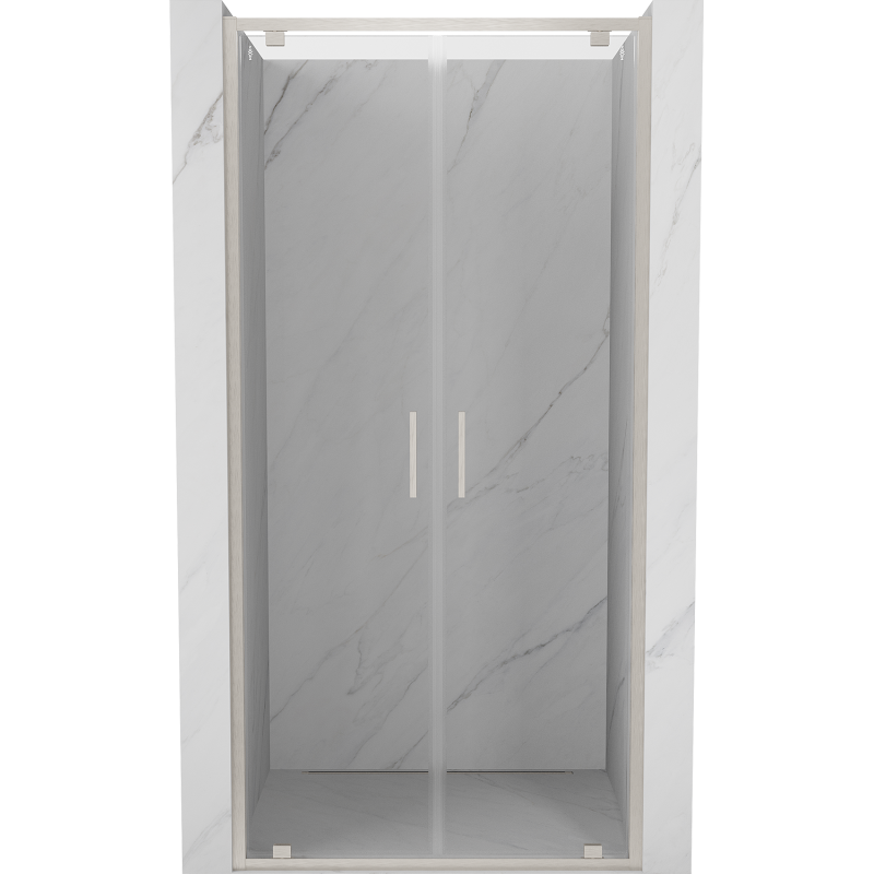 Mexen Exo-BR Duo drzwi prysznicowe podwójne uchylne 70 cm, transparent, nikiel szczotkowany - 8182-070-000-97-00