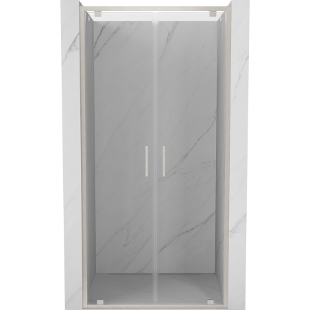 Mexen Exo-BR Duo drzwi prysznicowe podwójne uchylne 70 cm, transparent, nikiel szczotkowany - 8182-070-000-97-00