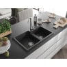 Mexen Tomas 2-bowl granite sink with Telma kitchen tap, black - 6516-77-670200-00