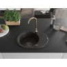 Mexen Kevin granieten spoelbak met 1 bak, afdruiprek en keukenkraan Telma, zwart/goud metallic - 6517-75-670200-50-B