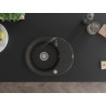 Mexen Kevin granieten spoelbak 1-komorige met afdruiprek en keukenkraan Telma, zwart/goud metallic - 6517-75-670200-70