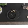 Mexen Kevin 1-bowl granite sink with drainer and Telma kitchen tap, black - 6517-77-670200-50-B