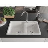 Mexen Tomas Granitspüle 2-Becken 800 x 500 mm, weiß, Siphon Chrom - 6516802000-20