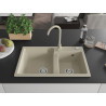Mexen Tomas évier en granit à 2 cuves 800 x 500 mm, beige, siphon chromé - 6516802000-69