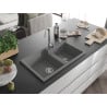 Mexen Tomas granitni sudoper s 2 odjeljka 800 x 500 mm, sivi, kromirani sifon - 6516802000-71