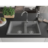 Mexen Tomas granitische spoelbak 2-komoren 800 x 500 mm, grijs, sifon chroom - 6516802000-71