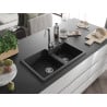 Mexen Tomas Granitspüle 2-Kammer 800 x 500 mm, schwarz/silber metallic, Siphon Chrom - 6516802000-73