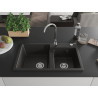 Mexen Tomas fregadero de granito de 2 compartimentos 800 x 500 mm, negro/oro metálico, sifón cromado - 6516802000-75