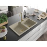 Mexen Tomas Granitspüle 2-Kammern 800 x 500 mm, beige, goldener Siphon - 6516802000-69-G