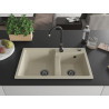 Mexen Tomas graniidist 2-kambriline köögivalamu 800 x 500 mm, beež, must sifoon - 6516802000-69-B
