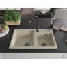 Mexen Tomas granitni sudoper s dvije komore 800 x 500 mm, bež, crni sifon - 6516802000-69-B
