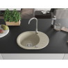 Mexen Kevin Granitspüle 1-Becken mit Abtropffläche 586 x 458 mm, beige, Chrom-Siphon - 6517581005-69