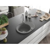 Mexen Kevin granit gootsteen met 1 bak en afdruiprek 586 x 458 mm, grijs, sifon chroom - 6517581005-71