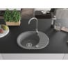 Mexen Kevin Granitspüle 1-beckig mit Abtropffläche 586 x 458 mm, grau, Syphon chrom - 6517581005-71