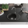 Mexen Kevin 1-bowl Granite Sink with Drainer 586 x 458 mm, Black/Gold Metallic, Chrome Siphon - 6517581005-75