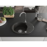 Mexen Kevin fregadero de granito de 1 seno con escurridor 586 x 458 mm, negro/dorado metálico, sifón cromado - 6517581005-75