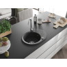 Mexen Kevin lavello in granito 1 vasca con scolapiatti 586 x 458 mm, nero maculato, sifone cromato - 6517581005-76