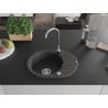 Mexen Kevin Granitspüle 1-Becken mit Abtropffläche 586 x 458 mm, schwarz gesprenkelt, Siphon Chrom - 6517581005-76