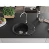 Mexen Kevin Granitspüle 1-beckig mit Abtropffläche 586 x 458 mm, schwarz, Siphon Chrom - 6517581005-77