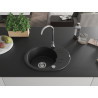 Mexen Kevin lavello in granito a una vasca con scivolo 586 x 458 mm, nero, sifone cromato - 6517581005-77