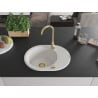 Mexen Kevin Granitspüle 1-Becken mit Abtropffläche 586 x 458 mm, weiß, Siphon gold - 6517581005-20-G