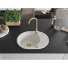Mexen Kevin Granitspüle einbecken mit Abtropffläche 586 x 458 mm, weiß, Siphon gold - 6517581005-20-G