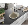 Mexen Kevin zlewozmywak granitowy 1-komorowy z ociekaczem 586 x 458 mm, beżowy, syfon złoty - 6517581005-69-G