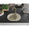 Mexen Kevin évier en granit à 1 bac avec égouttoir 586 x 458 mm, beige, siphon doré - 6517581005-69-G