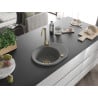 Mexen Kevin Granitspüle 1-Becken mit Abtropffläche 586 x 458 mm, grau, goldener Siphon - 6517581005-71-G