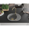Mexen Kevin zlewozmywak granitowy 1-komorowy z ociekaczem 586 x 458 mm, szary, syfon złoty  - 6517581005-71-G