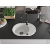 Mexen Kevin évier de cuisine en granit 1 bac avec égouttoir 586 x 458 mm, blanc, siphon noir - 6517581005-20-B