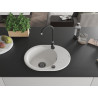 Mexen Kevin granitische gootsteen 1-komors met afdruiprek 586 x 458 mm, wit, zwarte sifon - 6517581005-20-B
