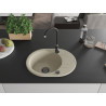 Mexen Kevin fregadero de granito de 1 tazón con escurridor 586 x 458 mm, beige, sifón negro - 6517581005-69-B