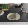 Mexen Kevin granite sink 1-bowl with drainer 586 x 458 mm, beige, black siphon - 6517581005-69-B