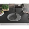 Mexen Kevin Granitspüle 1-becken mit Abtropffläche 586 x 458 mm, grau, schwarzer Siphon - 6517581005-71-B