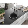 Mexen Kevin zlewozmywak granitowy 1-komorowy z ociekaczem 586 x 458 mm, czarny nakrapiany, syfon czarny - 6517581005-76-B