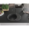 Mexen Kevin zlewozmywak granitowy 1-komorowy z ociekaczem 586 x 458 mm, czarny nakrapiany, syfon czarny - 6517581005-76-B