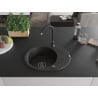 Mexen Kevin Granitspüle 1-Becken mit Abtropffläche 586 x 458 mm, schwarz/gold metallic, schwarzer Siphon - 6517581005-75-B