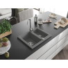 Mexen Carlos granitstenen spoelbak 1,5-verdieping 582 x 475 mm, grijs, chromen sifon - 6518581500-71