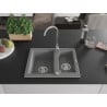 Mexen Carlos Granitspüle 1,5-Kammer 582 x 475 mm, grau, Siphon chrom - 6518581500-71
