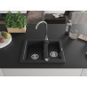 Mexen Carlos 1,5-Kammer Granitspüle 582 x 475 mm, schwarz/silber metallic, Chromsiphon - 6518581500-73