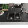 Mexen Carlos granitische spoelbak 1,5-compartiment 582 x 475 mm, zwart/goud metallic, chroom sifon - 6518581500-75