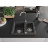 Mexen Carlos granite sink 1.5-bowl 582 x 475 mm, black speckled, chrome siphon - 6518581500-76