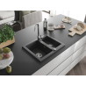Mexen Carlos granit aanrecht 1,5-kamers 582 x 475 mm, zwart gespikkeld, chroom sifon - 6518581500-76
