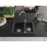 Mexen Carlos évier en granit 1,5 bac 582 x 475 mm, noir, siphon chromé - 6518581500-77
