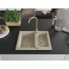 Mexen Carlos granitspüle 1,5-Kammer 582 x 475 mm, beige, goldener Siphon - 6518581500-69-G